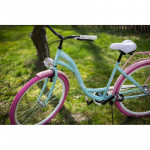 Dámsky retro bicykel 28" Lavida 3-prevodový Modrý, ružové kolesá